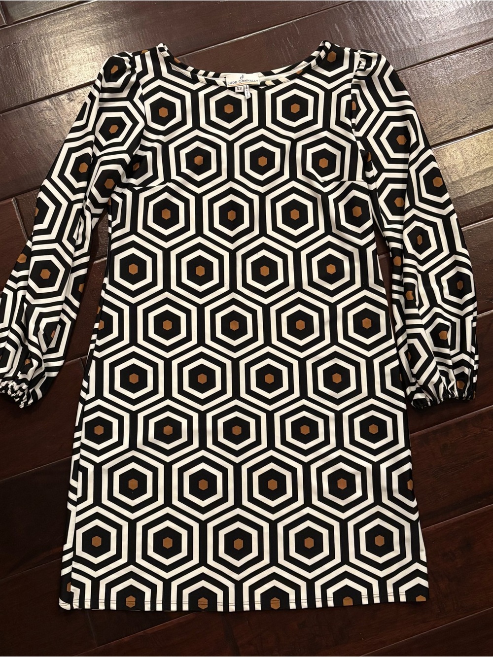 Jude Connally Style 165 Geometric Mini Dress in Black & White Size XS